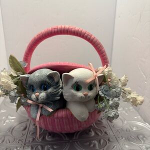 Vintage kittens in a Pink Basket
